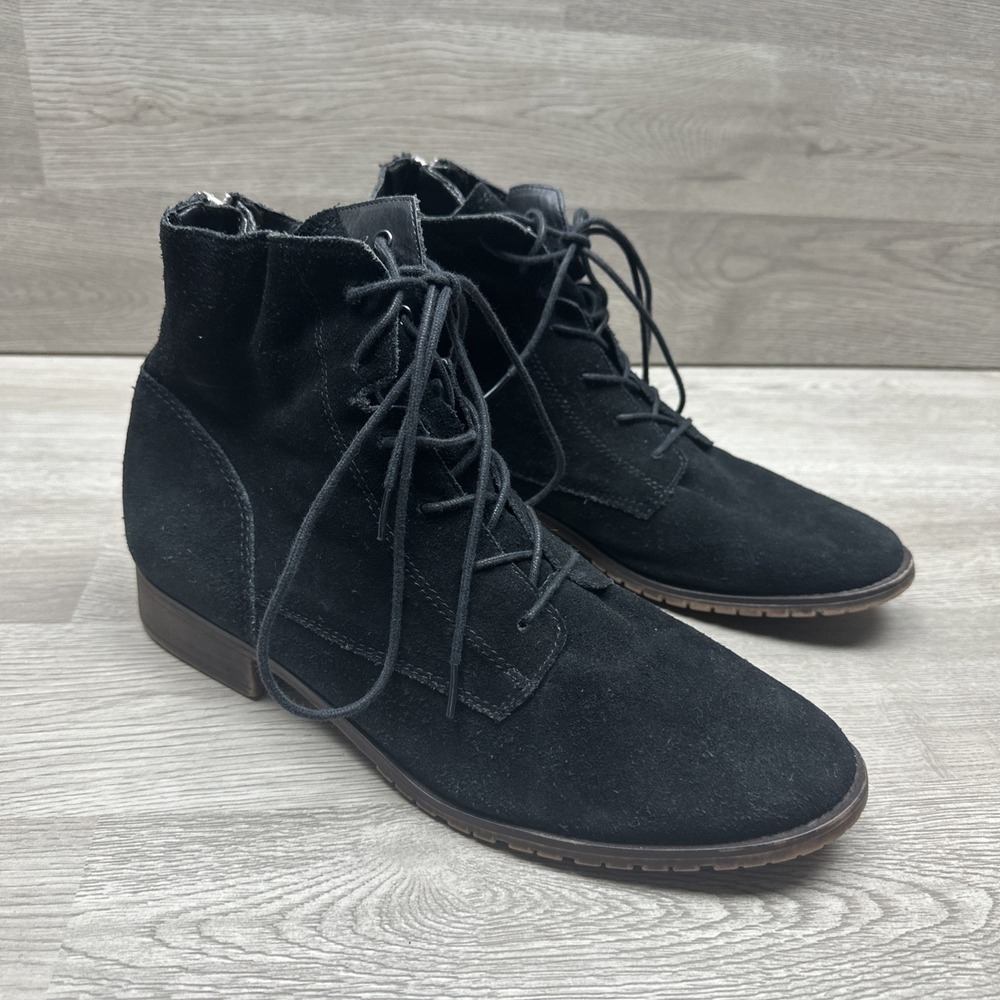 Steve Madden Rawlings Leather Lace Up Black Booties Size 10M Very Nice